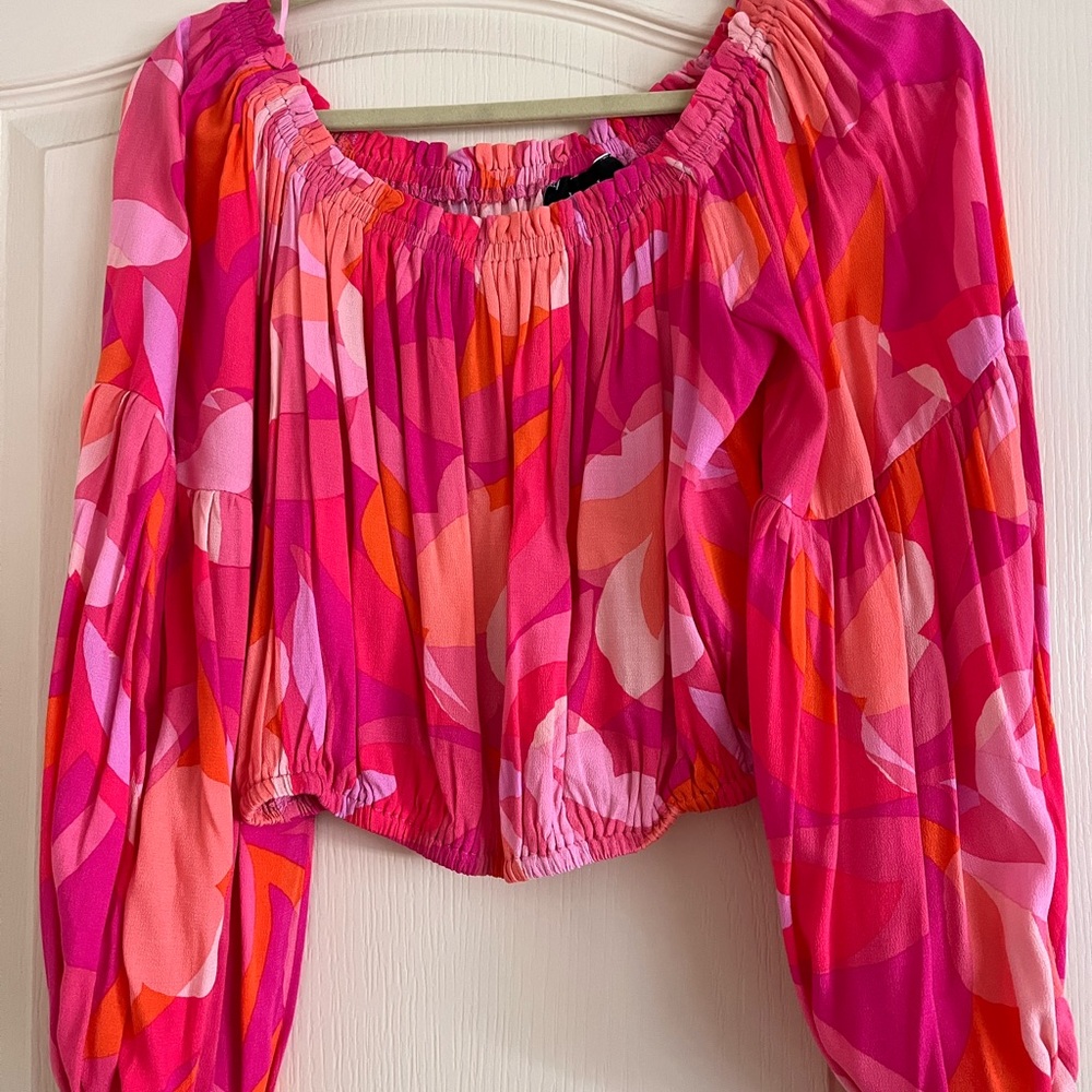 Vici Pink and Orange Patterned Blouse